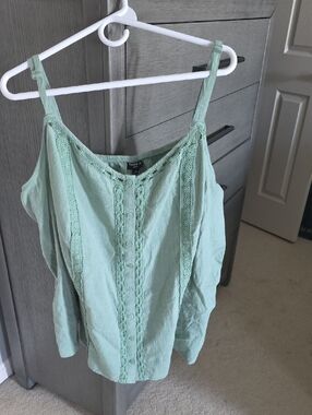 torrid Sage Green Lace-Trim Button Front Camisole